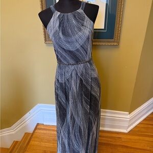 Elegant Gray Swirl Maxi Dress